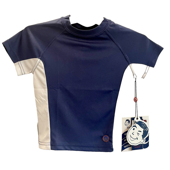Boys Jr Swim Tee Size 4T ~ Navy Blue and White UPF 50+ ✨NEW✨ Water Resistant - Picture 1 of 8